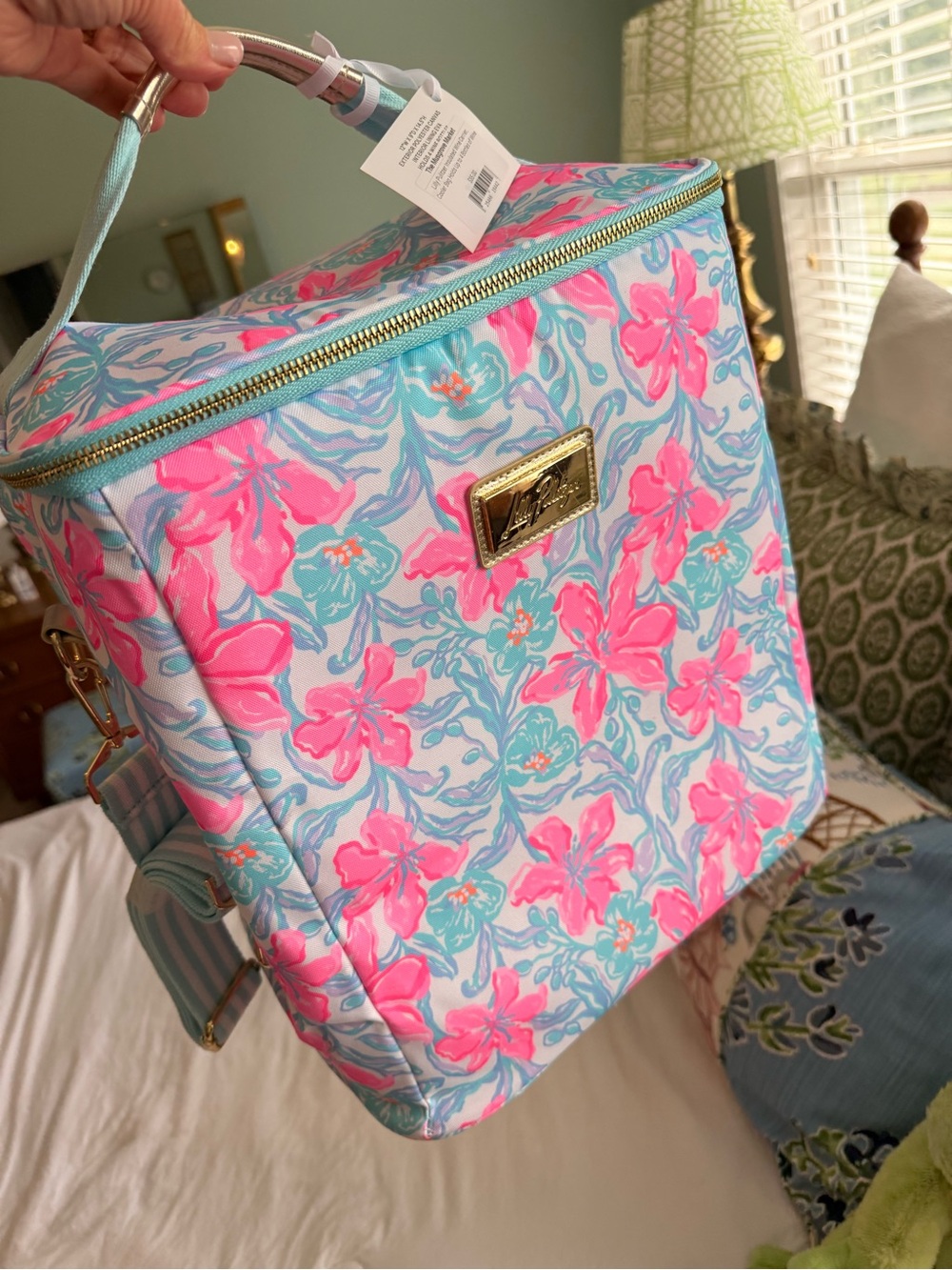 Lilly Pulitzer Blue Pink Floral Tote Bag MWT